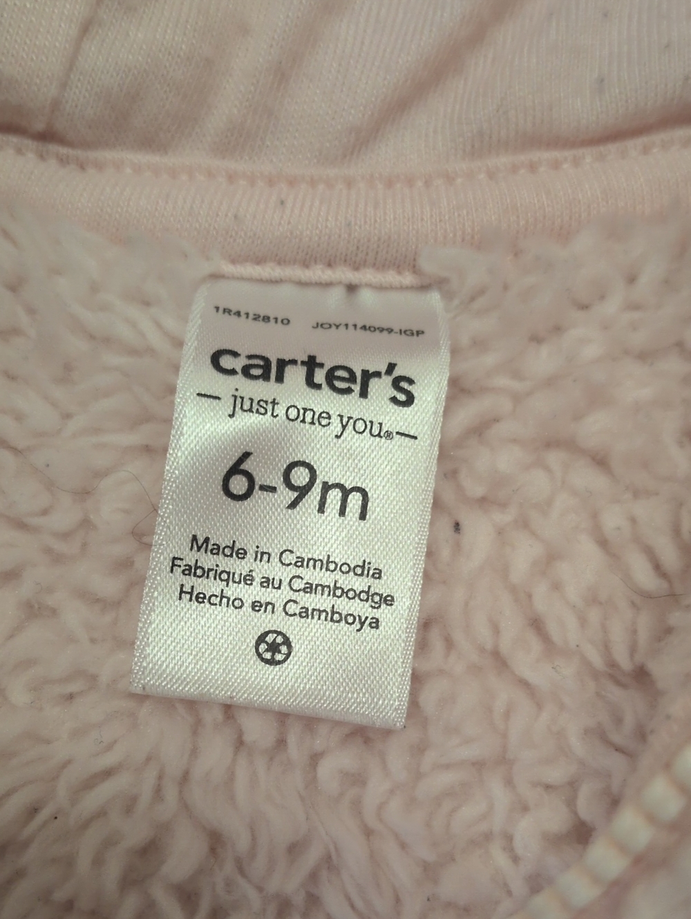 Carter's Light Pink Sherpa Hoodie And Hat - Picture 3 of 3